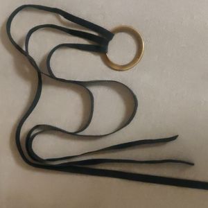 Vintage Armani Exchange black leather and brass belt